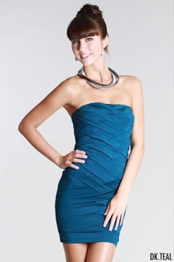 Criss Crossing Wrap Strapless Dress