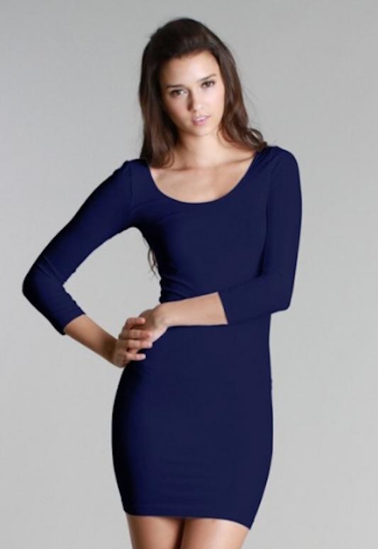 3/4 Sleeve Scoop Neck Seamless Dress