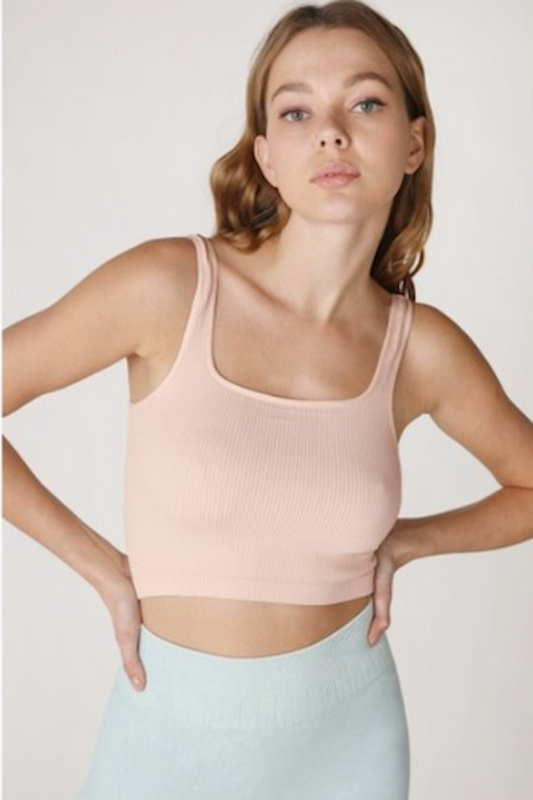 Ribbed Square Neck Crop Top - Best Seller