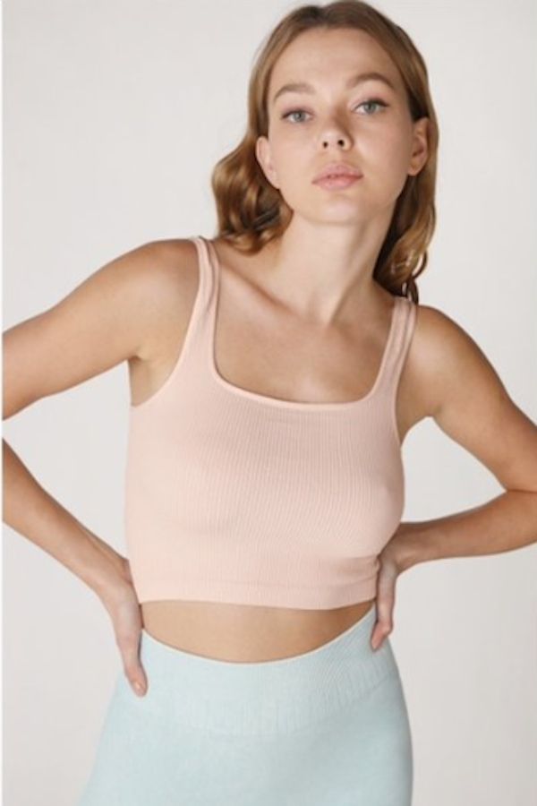 Ribbed Square Neck Crop Top - Best Seller