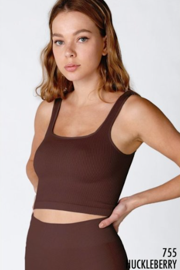 Ribbed Square Neck Crop Top - Best Seller