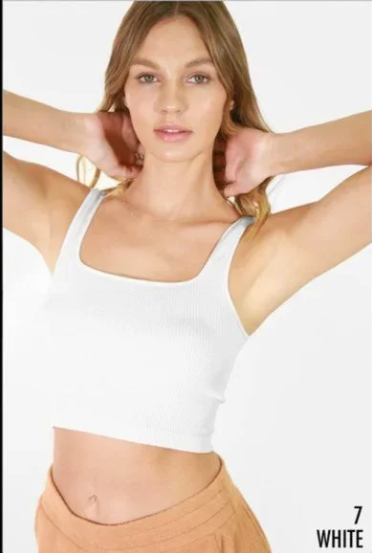 Ribbed Square Neck Crop Top - Best Seller