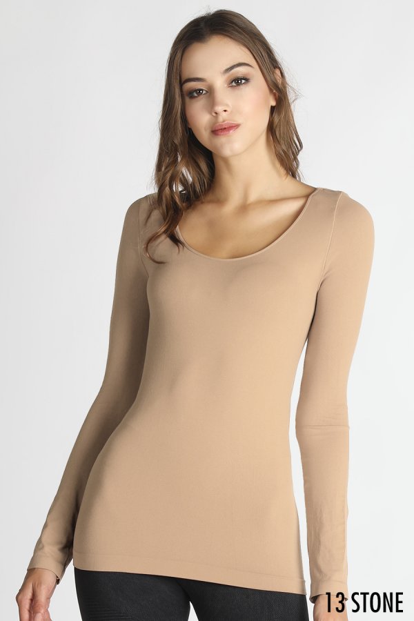 Long Sleeve 4-way Stretch Scoop Neck Top