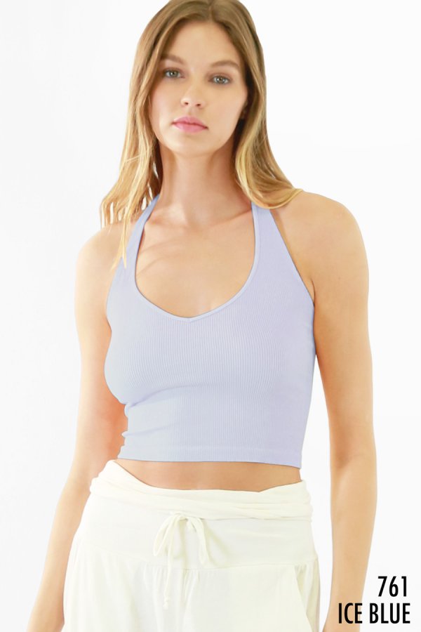 Ribbed Halter Style Crop Top