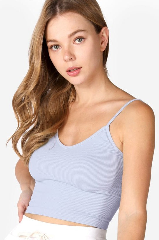 Lounging Fit Ribbed V Neck Crop Top