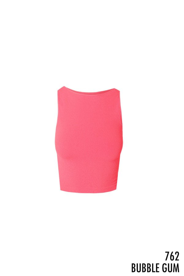 High Neck Ribbed Crop Top - Best Seller