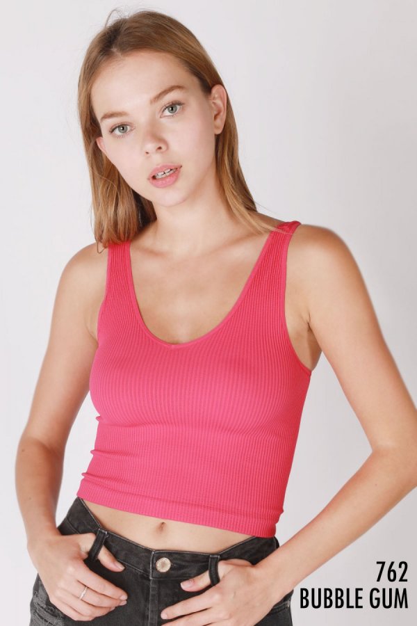 Ribbed V-Neck Seamless Crop Top - Best Seller