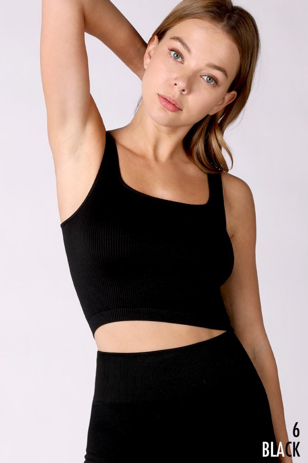 Ribbed Square Neck Crop Top - Best Seller