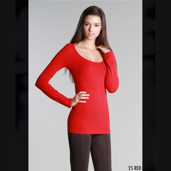 Long Sleeve 4-way Stretch Scoop Neck Top