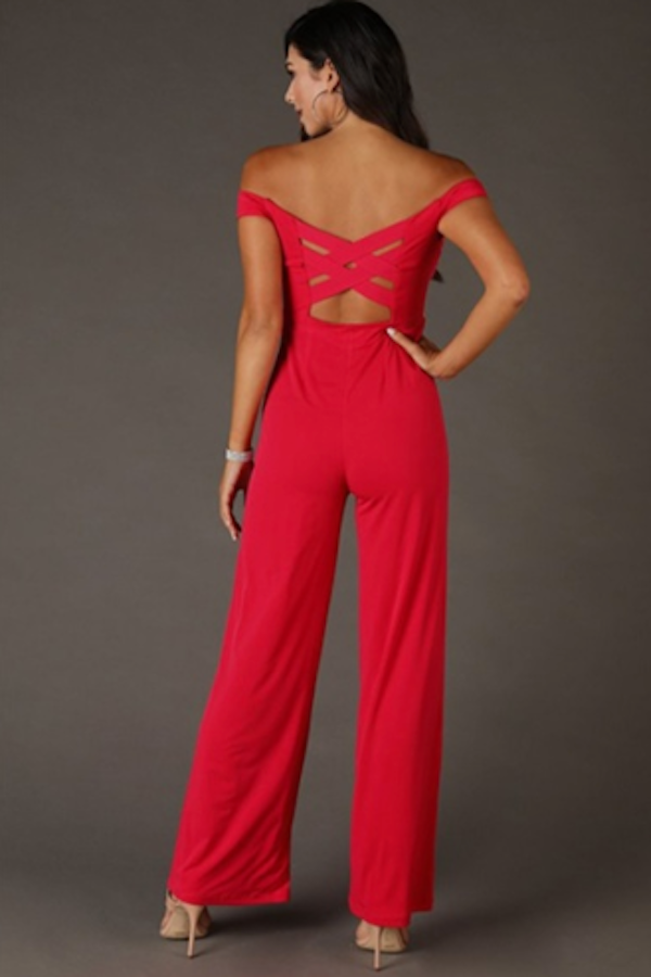 Off Shoulder Wide Leg Jumpsuit