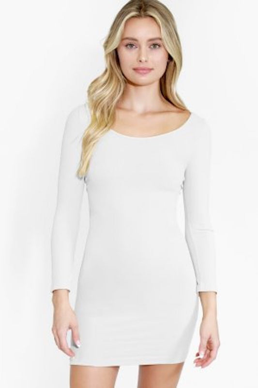 3/4 Sleeve Scoop Neck Seamless Dress