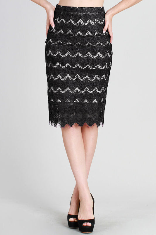 Eyelash Hem Crochet Detail Skirt