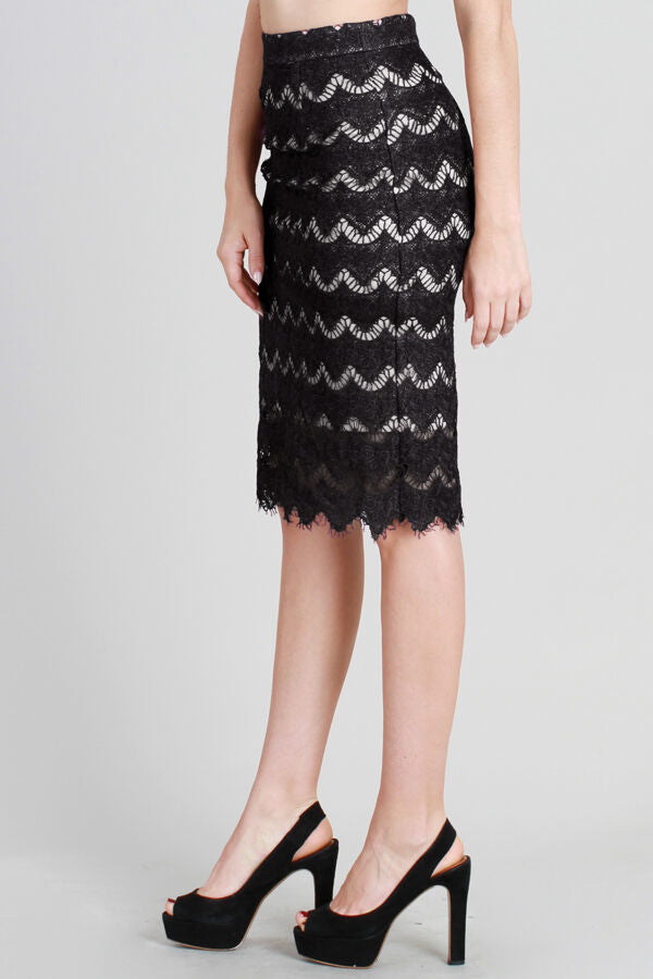 Eyelash Hem Crochet Detail Skirt